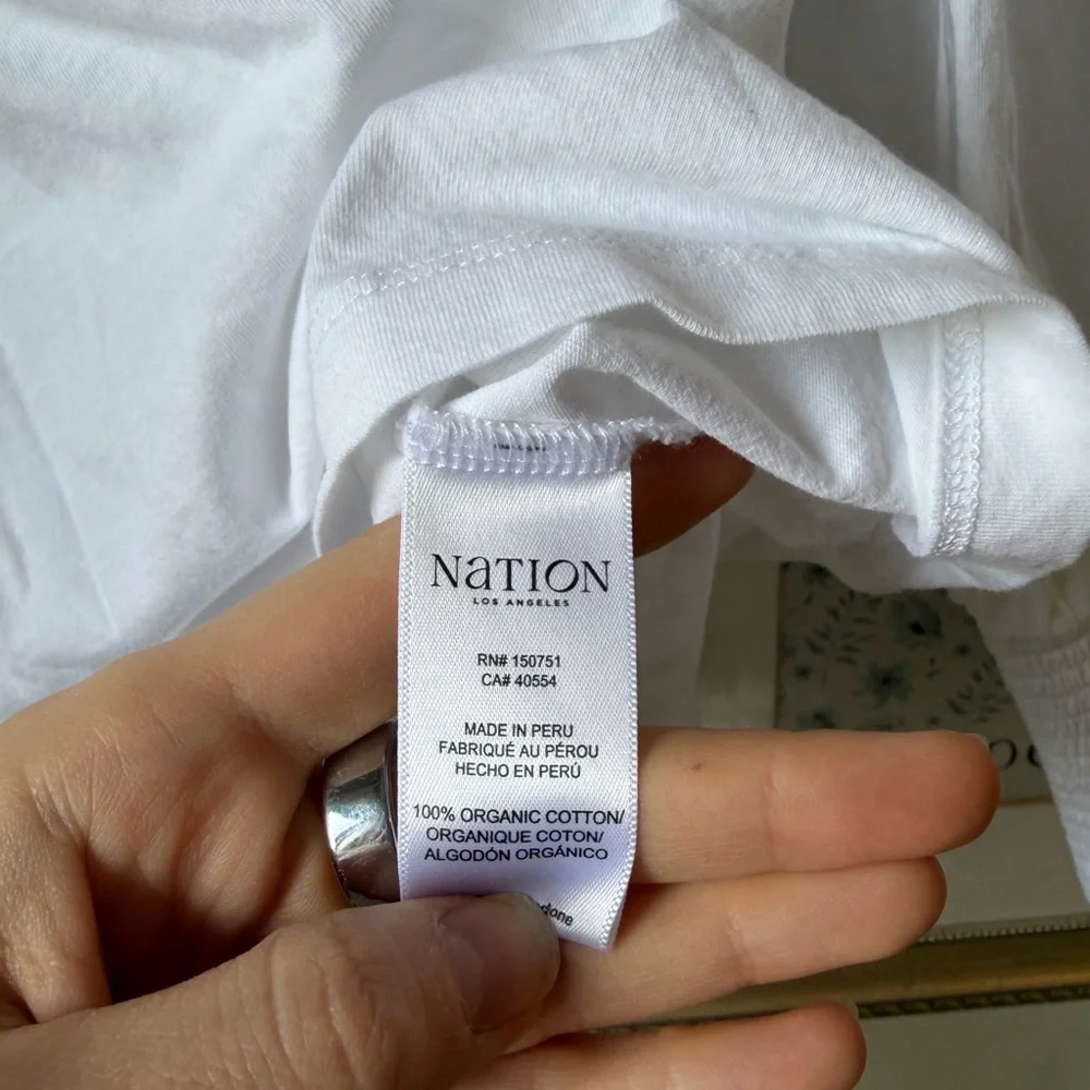 Nation LTD Flora Peasant Tee White Large 100% cotton - Picture 6 of 9